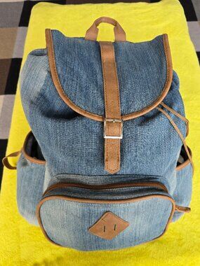 Madison & Dakota light wash denim Backpack-Casual Y2K Boho Bookbag